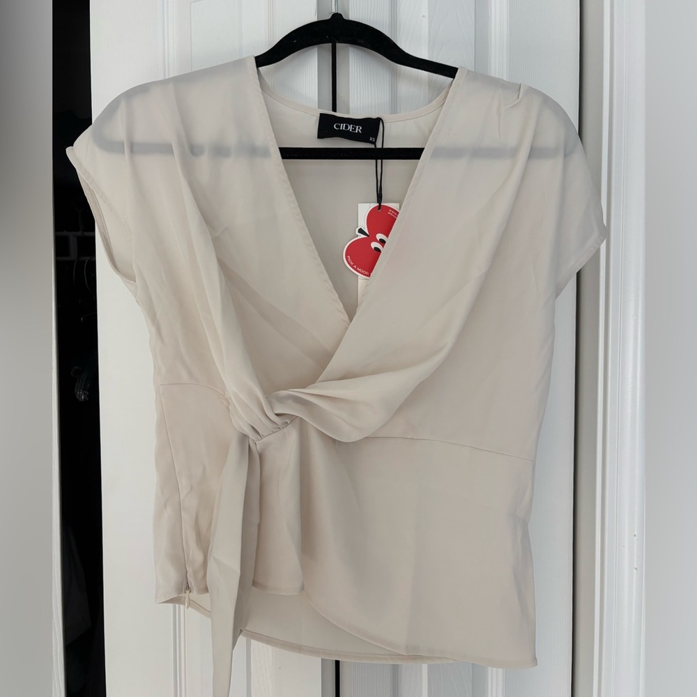 Cider Beige Wrap Blouse